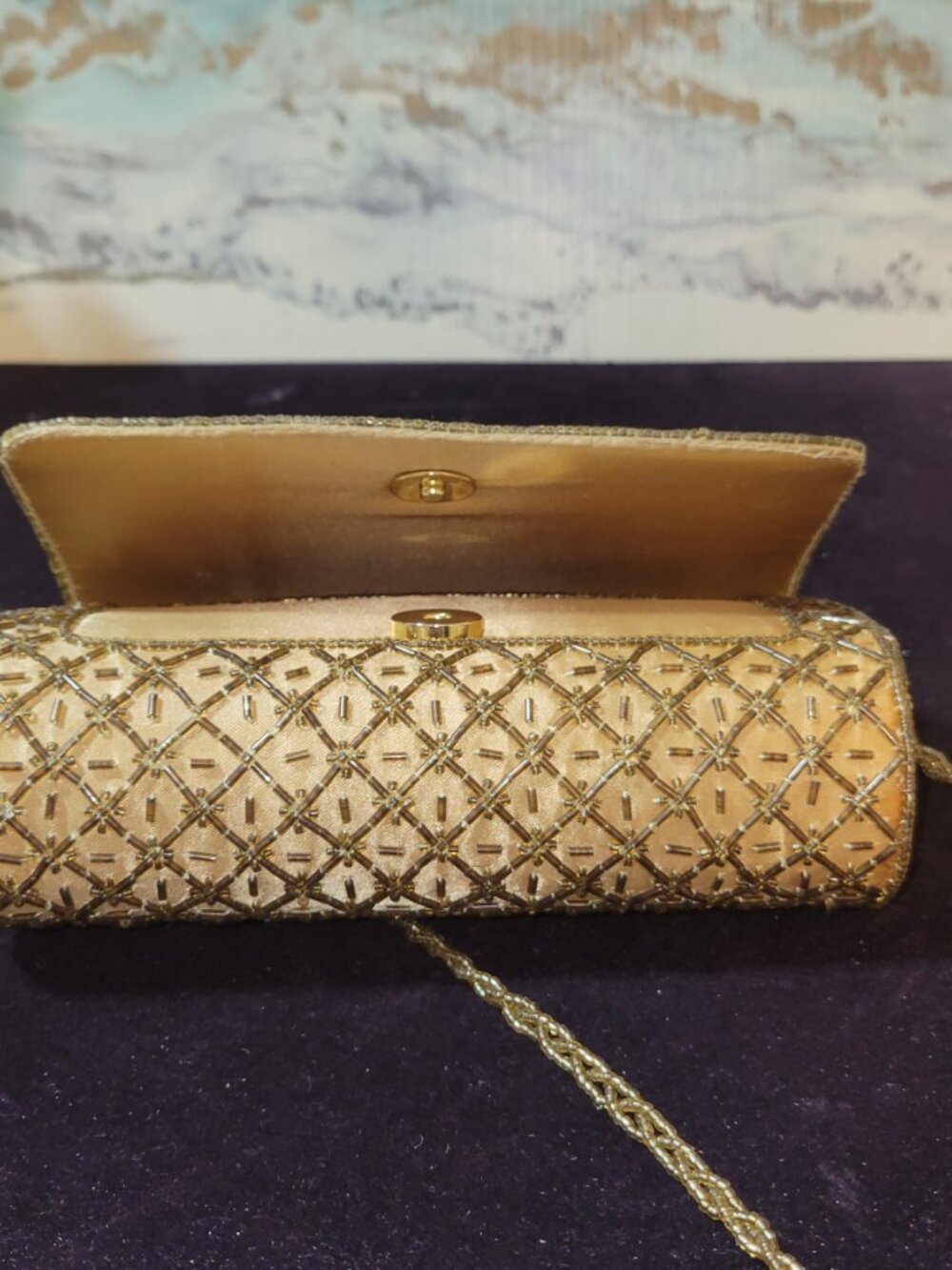 Carlo Fellini Gold-Tone Clutch with Strap and Textile & Bead-Embroidered Clutch - Picture 7 of 16